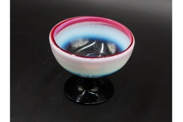 珍品！幾何学模様 氷コップ・ 乳白 ぼかし アイスクリームカップ 大正