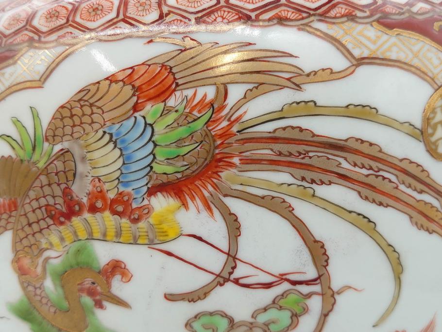 江戸期 古伊万里 金彩色絵 龍鳳文 鶴寿老人30cm 大鉢 送料込み 【公式