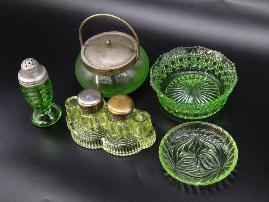 骨董 時代ガラス フィンランド グラッポニア ボウル 小鉢 ウランガラス