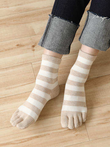 五本指ボーダーショートソックス ( 021132264 ) | 靴下屋公式通販