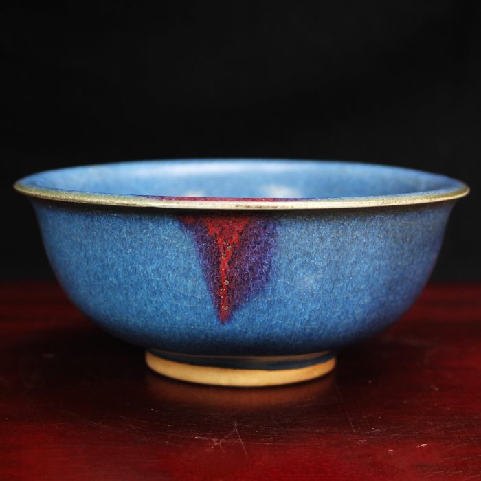 金/元 钧窑天蓝釉紫斑盌 共箱 中国 古美術 金/元 钧