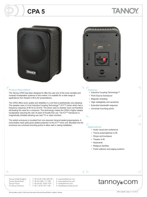 CPA 5 - Tannoy