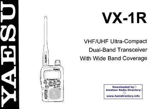 Yaesu - VX-1R User manual