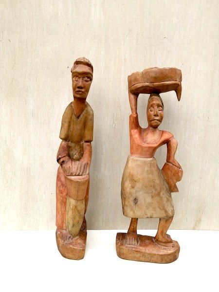 アフリカンアート 木製彫刻 2点セット