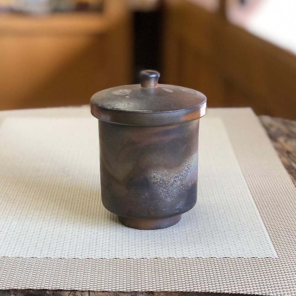 希少備前焼蓋付き湯呑みペアセット（木箱）般若心経