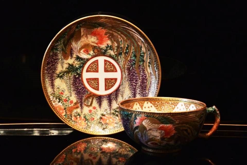 薩摩焼 銘あり 里帰り品 手描き カップ＆ソーサー 希少 アンティーク