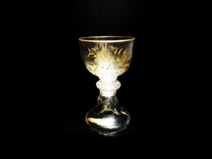 r354エミールガレ 第一工房作 グラス 高さ10.2㎝ 鑑定書付 金彩グラス