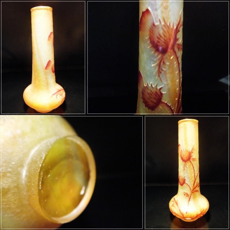 ドーム・ナンシー【Daum Nancy】 アザミ文花瓶 - 西洋アンティーク