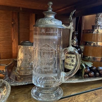 ベネチア ボヘミア 金彩 大型 飾りグラス ジョッキ 花瓶 ベネチア