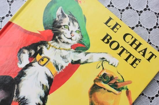 希少フランスアンティーク ボンマルシェの立体クロモカード 長靴を履い