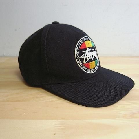 80's オールド 黒タグ ステューシー ベースボールキャップ ラスタロゴ