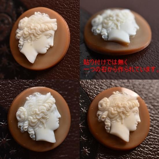 アンティーク 非加熱黒瑪瑙 貴婦人のハードストーンカメオルース/裸石