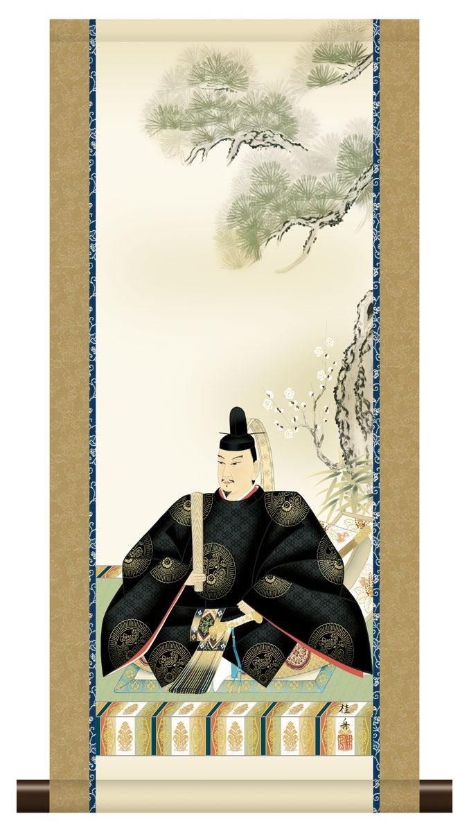 10年保証 掛け軸 ミニ掛け軸 和風 慶祝画 天神 長江桂舟 モダン 掛軸