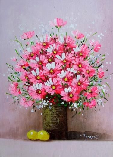 絵画『赤い花』ヘイ平山画