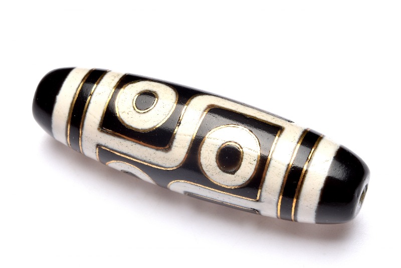 金線天珠 六眼天珠 50x15mm 天珠(貫通穴) ルース 1個売り_PRG1177