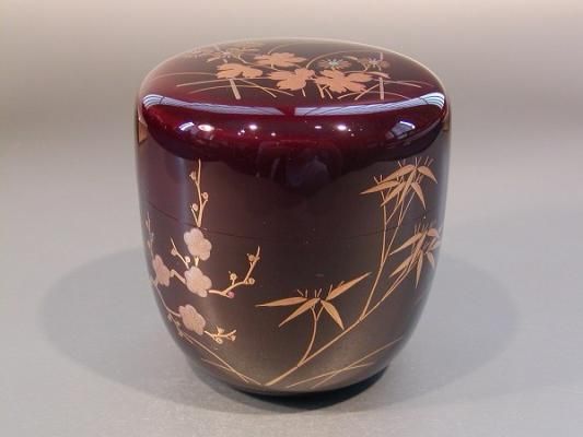 S716棗『秋の宵』『月に秋草内鈴虫蒔絵』『志路川作』共箱茶道具