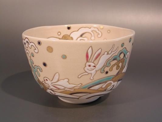 茶道具 抹茶茶碗 波兎、京焼 中村能久- 茶道具 販売の佐藤大観堂