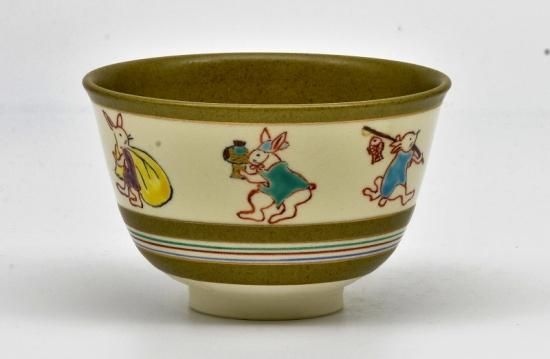 新品】茶道具 仁清写 吹寄せ絵 茶碗 田中方円 共箱 京焼 ふきよせ 色絵