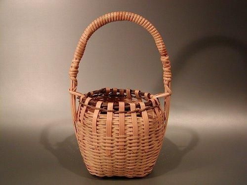 竹花籠 レトロ 竹細工 竹籠 花籠 茶道具 耳付き 生花 竹清 竹清