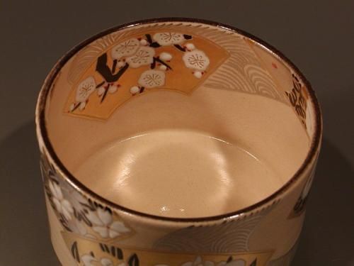 未使用 茶道具 藤谷芳哉作 色絵五重花丸茶碗 水無月窯 陶印 共箱