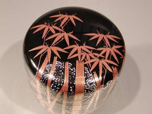 大棗 竹蒔絵 内銀地、 中村恭蔵作
