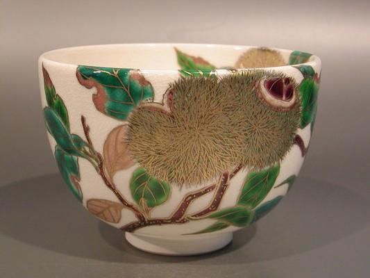 P946 茶碗 十一客 『清閑寺窯 祥平造』『干支七宝つなぎ画』 共箱