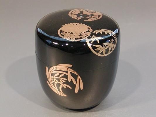 茶道具漆芸加州二代目山下甫斎作扇面大棗銘有