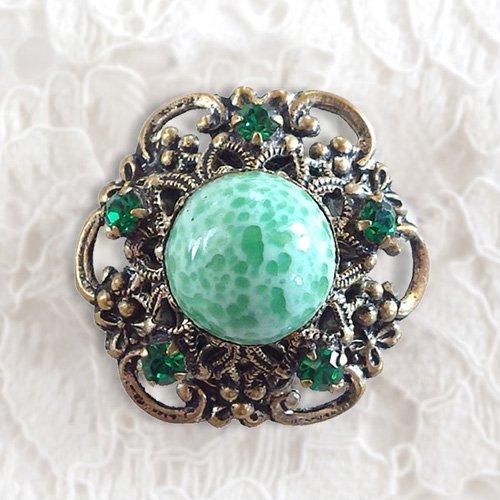 大振り☆美品 GEROGブローチ 緑系2色 ブローチ #159 大振り☆美品