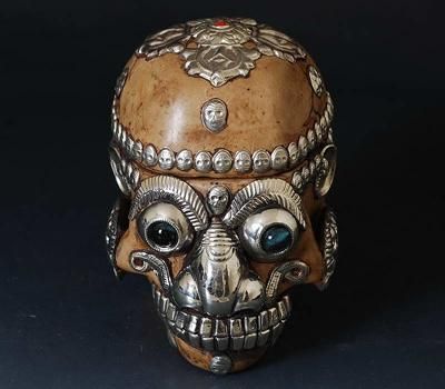 呪物 カパラ 天珠 チベット カパーラ 頭蓋骨 念珠 ク