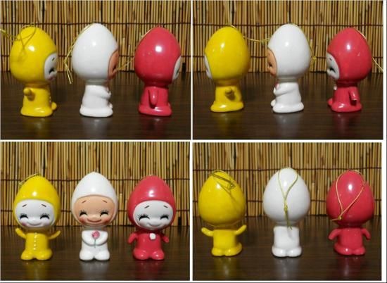 内藤ルネ 陶器人形 （小人3体セット） - 「宝の森」昭和レトロ雑貨