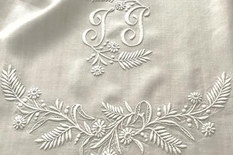 ♡12枚♡ フランスアンティーク リネン イニシャル刺繍 テーブル