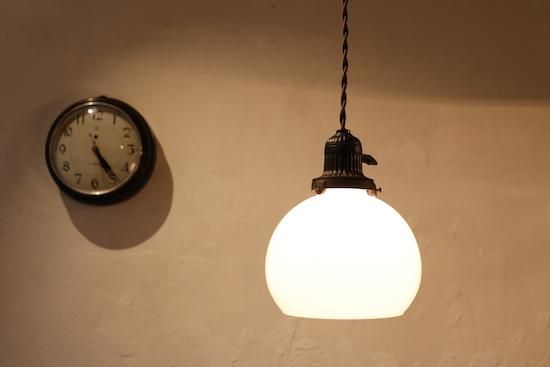 昭和レトロぼんぼりガラスシェードランプ/菊型ソケット/口金E26/電球