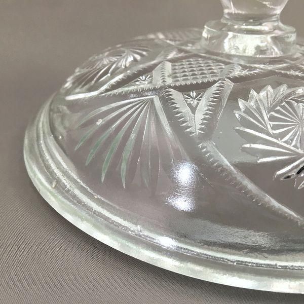 骨董 レトロプレス カーニバルグラス アンバー ラスター彩葡萄模様