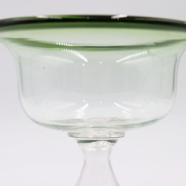 大正ガラスコンポート（縁グリーン）
