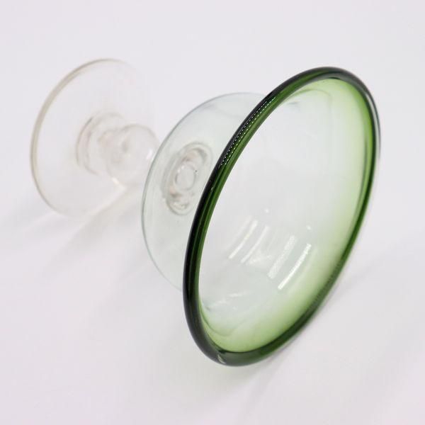 大正ガラスコンポート（縁グリーン）