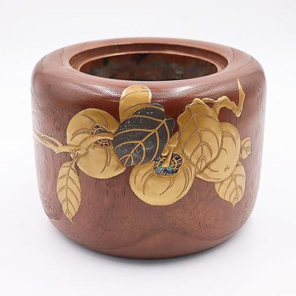 手炉□手焙り 花紋透かし 古銅製 手火鉢 手あぶり 火器 時代物 骨董品