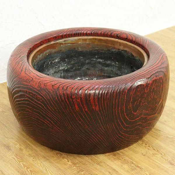 象嵌火鉢 瓶掛け 火鉢 手あぶり 鉢カバー 骨董 風炉 涼炉 金属火鉢 和