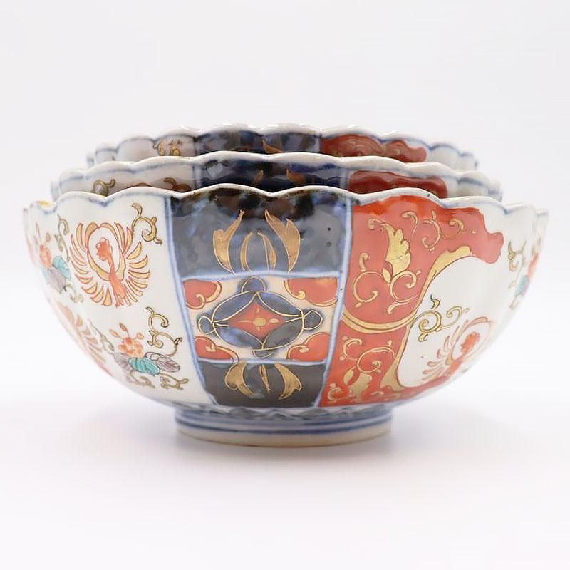 骨董 伊万里 鉢 大中小 3つ 色絵 アンティーク