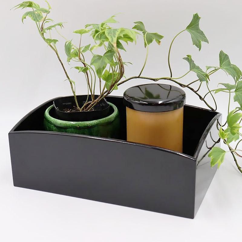 伊万里焼錦手火入れ付き黒塗たばこ盆一対箱入り [B25631] 伊万里焼錦手