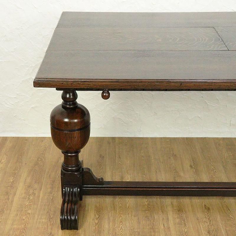 希少な細幅ドローリーフテーブル｜イギリス製アンティーク・彫刻入り