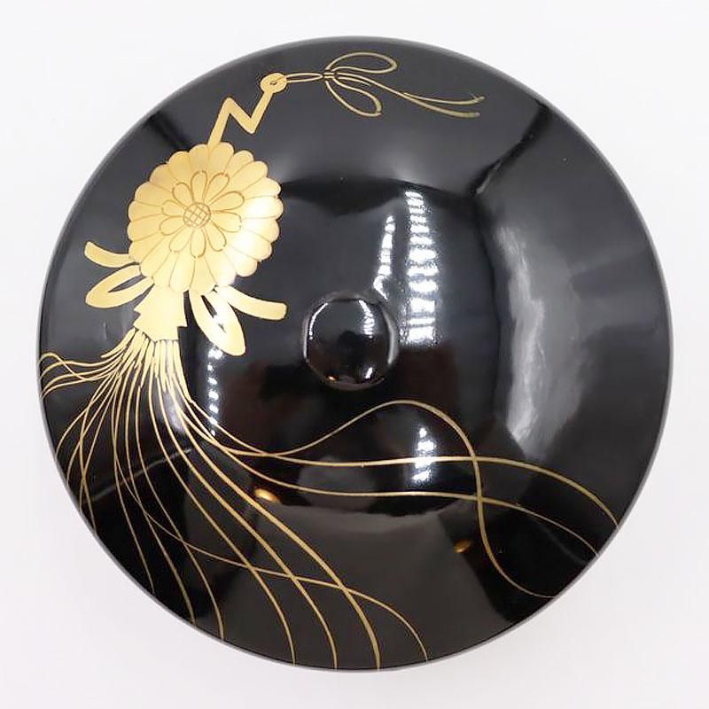 大正昭和初期の黒漆塗蒔絵菓子器小物入れ