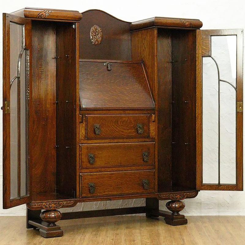 アンティーク調のイギリス製オーク材サイドバイサイドライティング