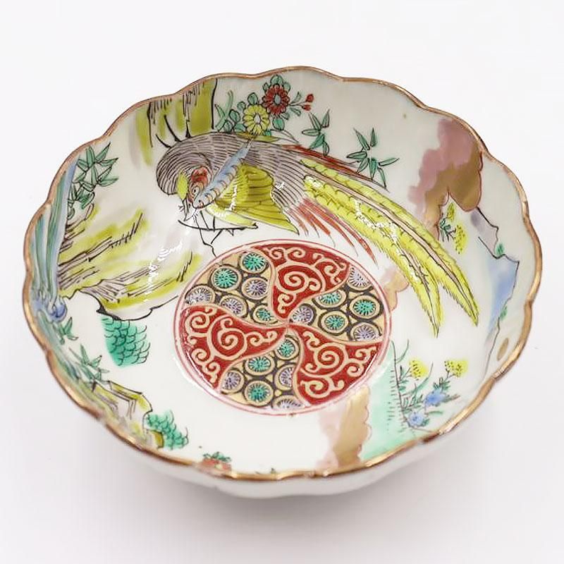 鳥モチーフ 伊万里小鉢｜直径13 高さ4.5｜明治大正アンティーク