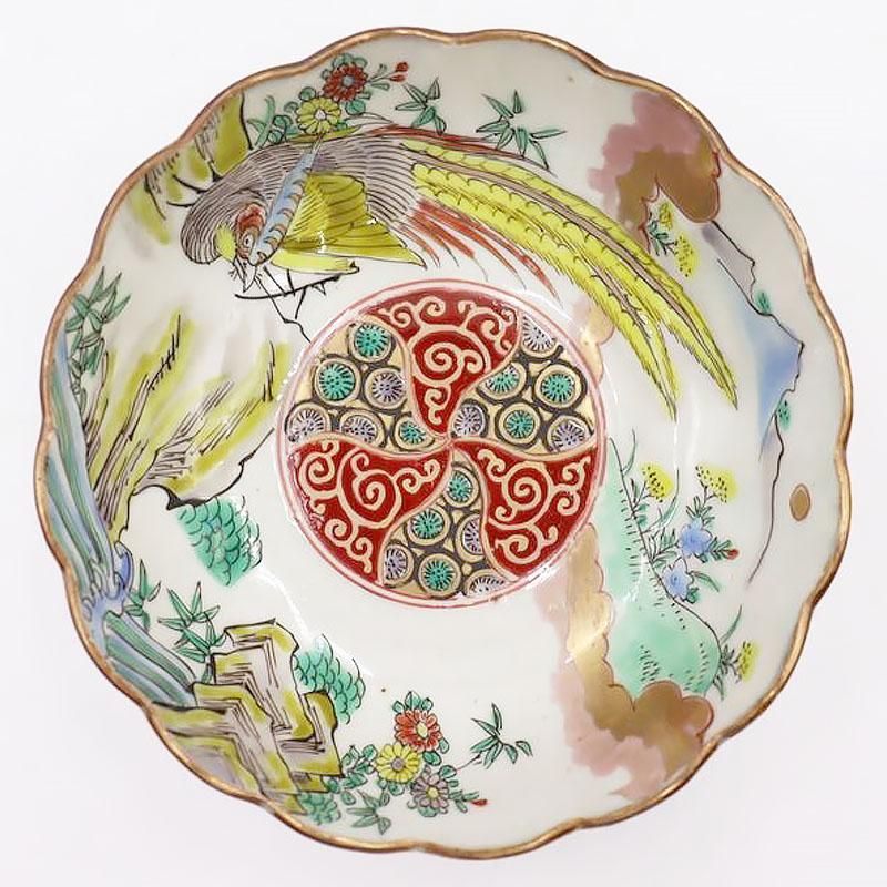 鳥モチーフ 伊万里小鉢｜直径13 高さ4.5｜明治大正アンティーク