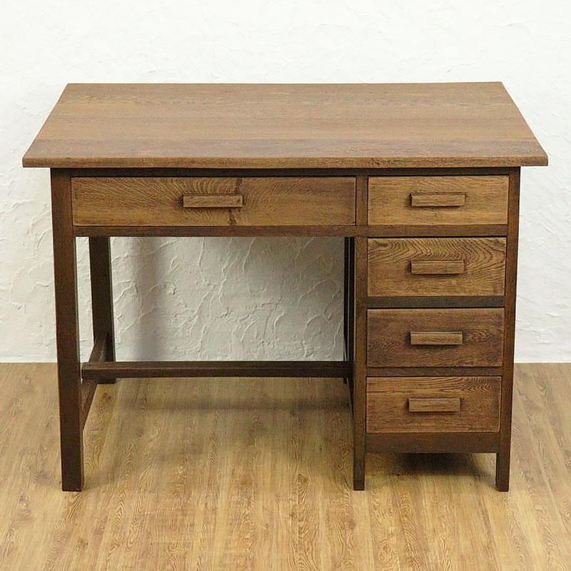 アンティーク】木製 文机 書斎机 座卓 2杯引出し 無垢材 昭和レトロ 古