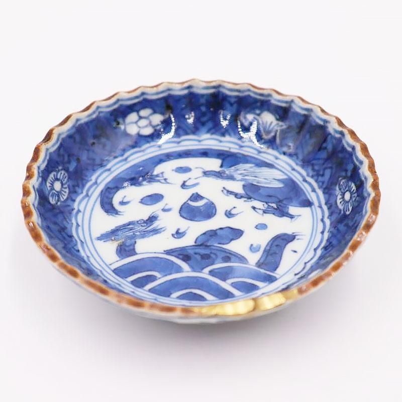 912『呉須 麦わら 豆皿 5枚』/骨董品 古美術 古玩 アンティーク