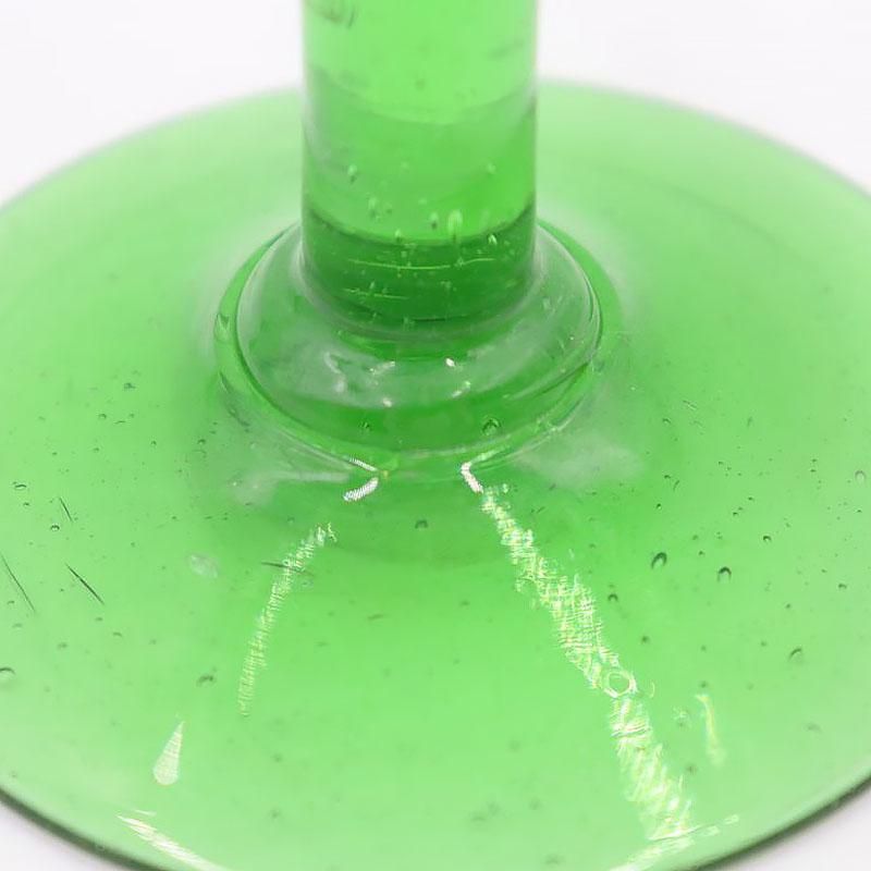 時代ガラス 古作 手吹きガラス 緑と青リム グラス 4客セット 時代