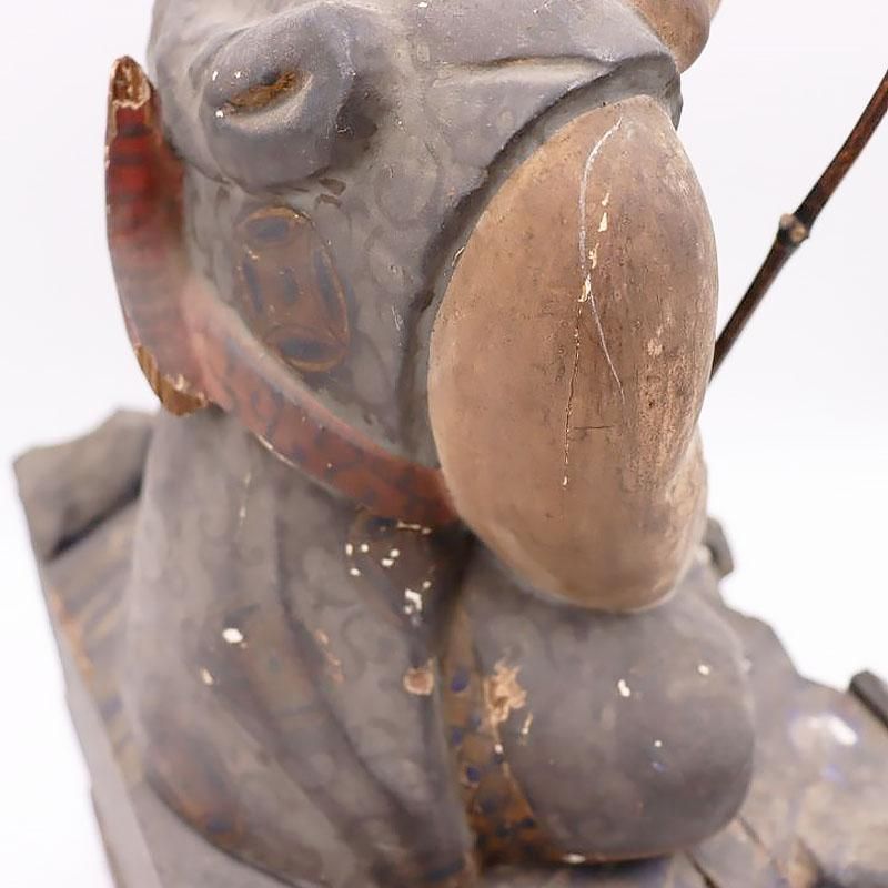 木製 恵比寿様 民芸 置物 明治大正時代 高さ43cm