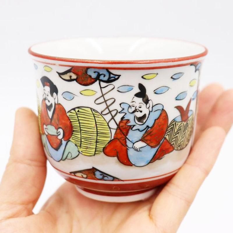 骨董 九谷焼 お猪口 青絵 色絵 骨董 九谷焼 お猪口 青絵 色絵 九谷焼