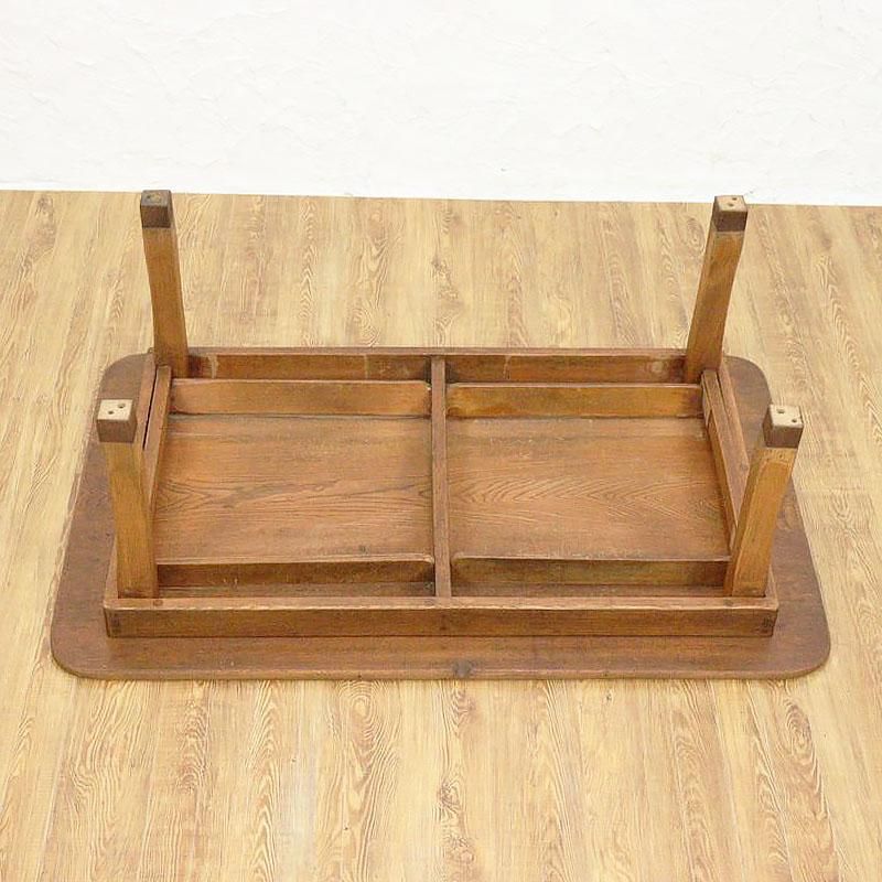 大正昭和レトロ角ちゃぶ台 ケヤキ材使用 折りたたみ式ローテーブル